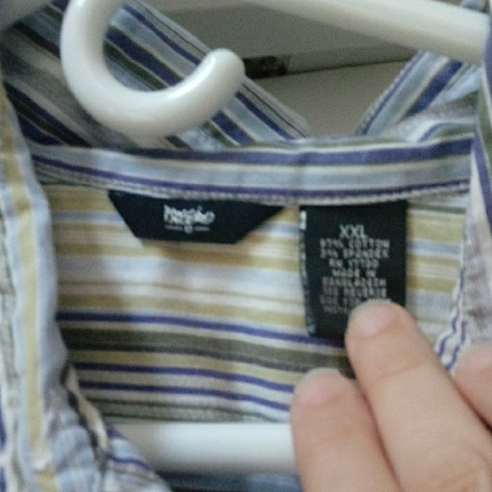 Mossimo Green Blue Striped Shirt - Picture 3 of 5